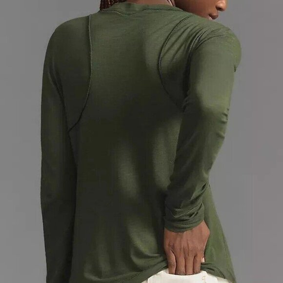 Anthropologie Pilcro Reconstructed Racer Tee Tunic Top Long Sleeve XS NEW 278300 - Picture 3 of 8